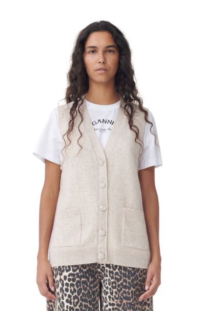 Knitwear Ganni Cashmere Mix Button Vest Women