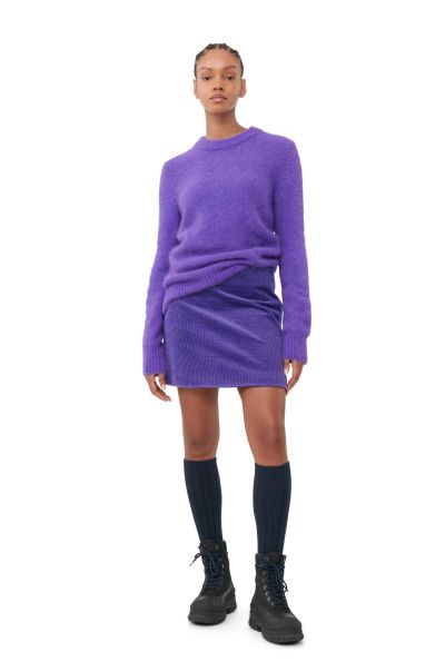 Women Knitwear Purple Brushed Alpaca O-Neck Ganni