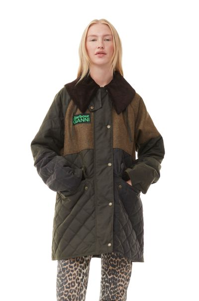 Outerwear Women Ganni X Barbour Short Burghley Quilted Wax Jacket