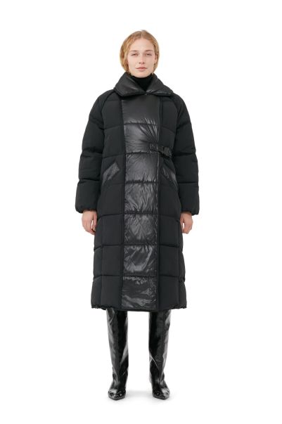 Outerwear Women Black Oversized Mix Puffer Coat Ganni