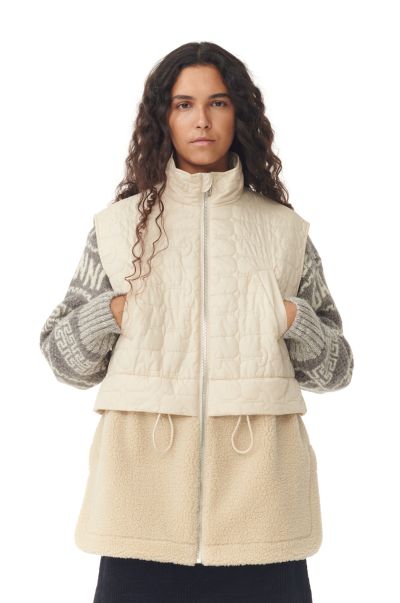 Outerwear Ripstop Quilt Fleece Vest Women Ganni
