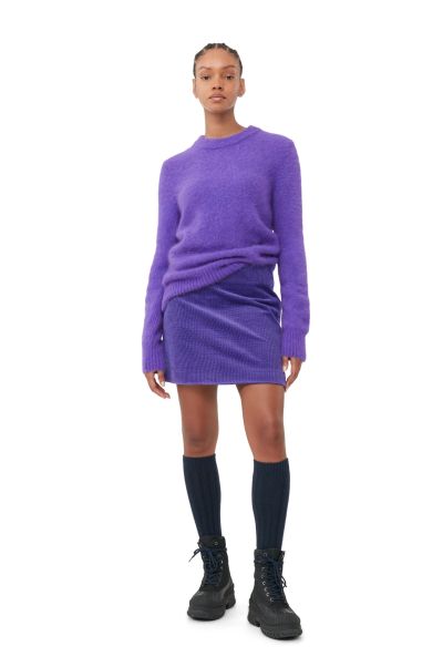 Ganni Women Skirts Purple Corduroy Mini Skirt