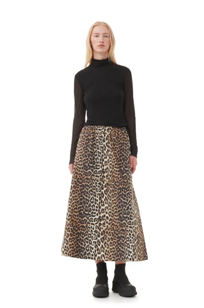 Women Skirts Leopard Printed Elasticated Maxi Skirt Ganni