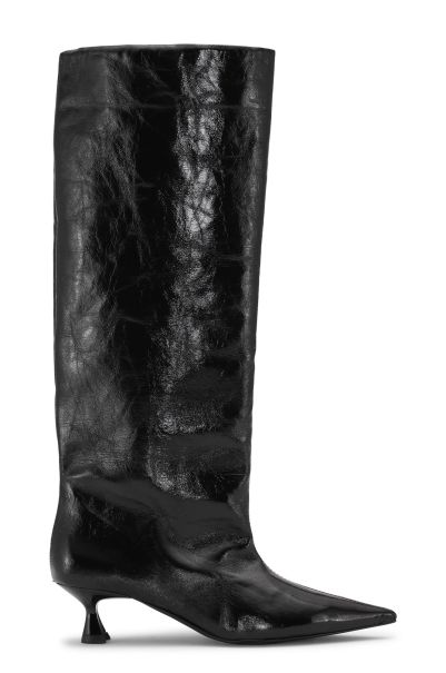 Ganni Women Black Soft Slouchy High Shaft Boots Boots