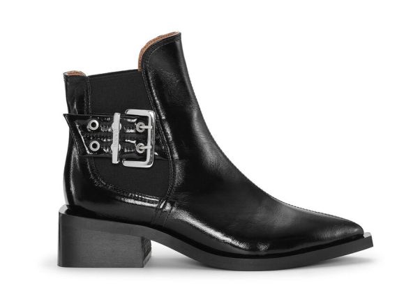 Boots Ganni Black Chunky Buckle Chelsea Boots Women