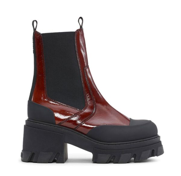 Boots Ganni Women Cleated Heeled Mid Chelsea Boots
