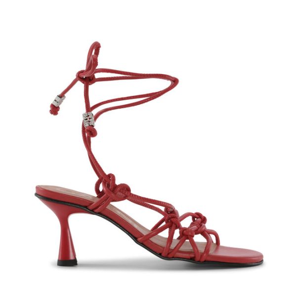 Red Knots High Heel Sandals Women Ganni Sandals