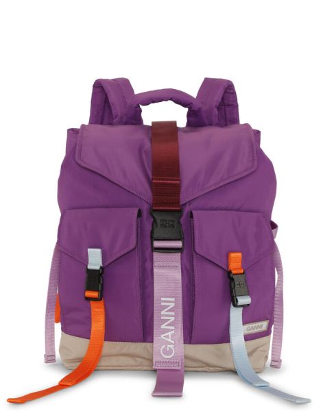 Ganni Women Backpacks Purple Tech Backpack