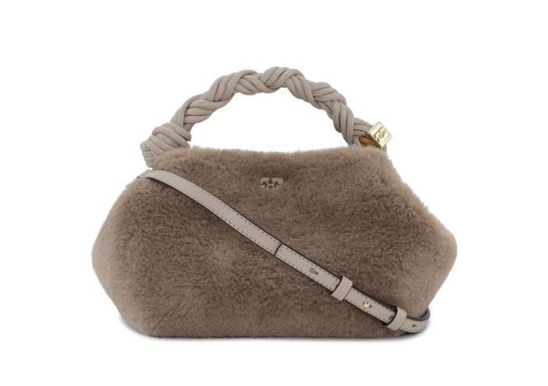 Women Top Handle Bags Light Grey Fluffy Small Ganni Bou Bag