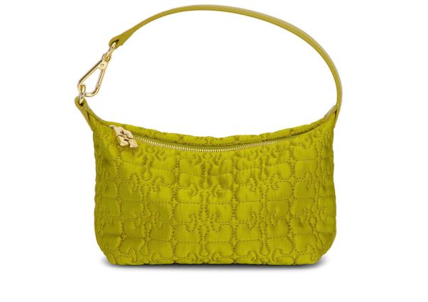 Ganni Olive Small Butterfly Pouch Satin Bag Top Handle Bags Women