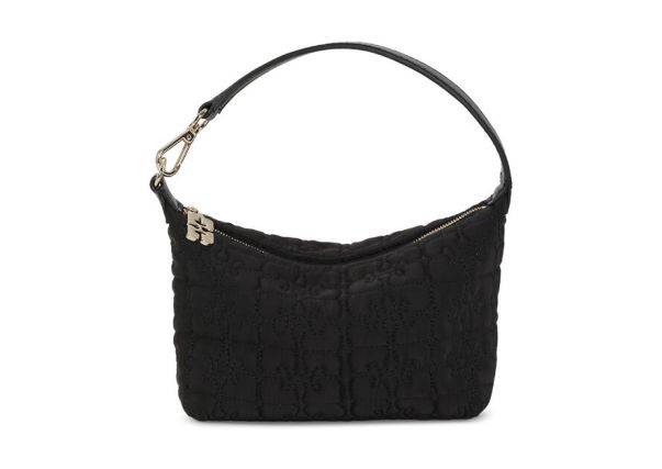 Ganni Black Small Butterfly Pouch Satin Bag Women Top Handle Bags