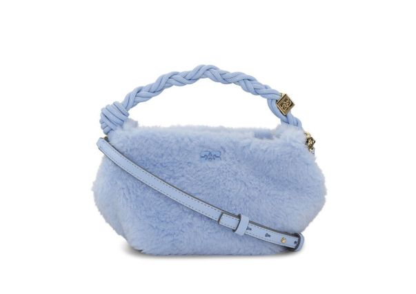 Top Handle Bags Light Blue Fluffy Mini Ganni Bou Bag Women