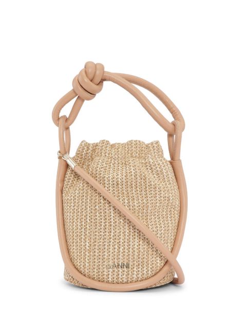 Top Handle Bags Small Knot Bucket Raffia Bag Ganni Women