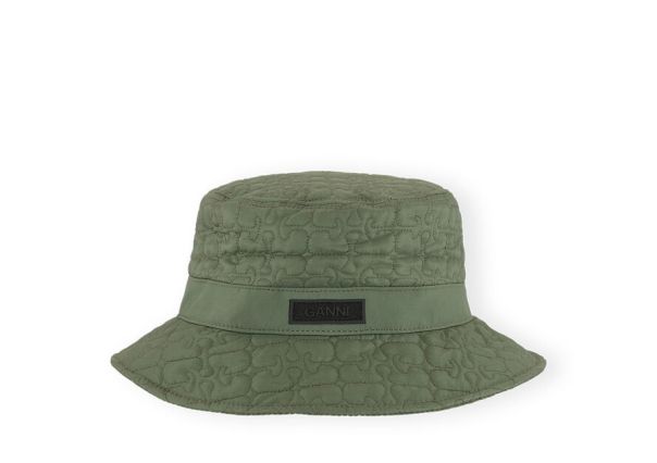 Green Quilted Tech Bucket Hat Women Ganni Hats