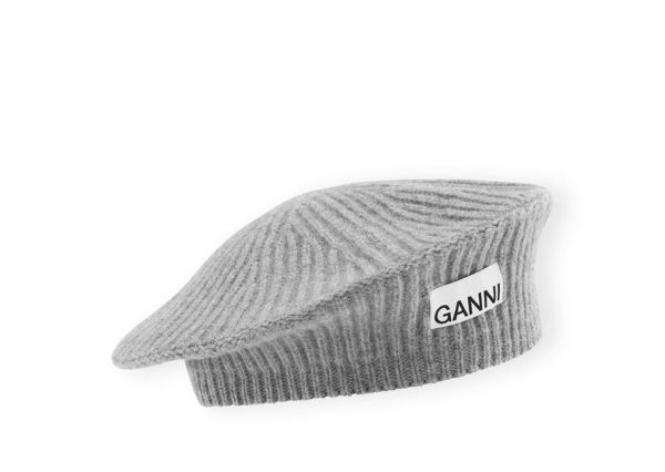 Wool Rib Knit Beret Women Hats Ganni