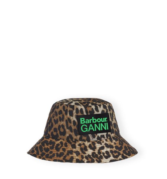 Ganni X Barbour Waxed Leopard Bucket Hat Women Hats