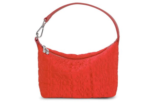 Women Mini Bags Ganni Red Small Butterfly Pouch Satin Bag