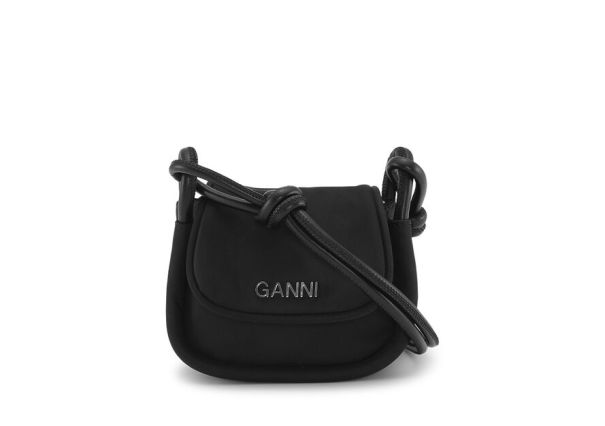 Mini Bags Women Ganni Black Knot Mini Flap Over Bag