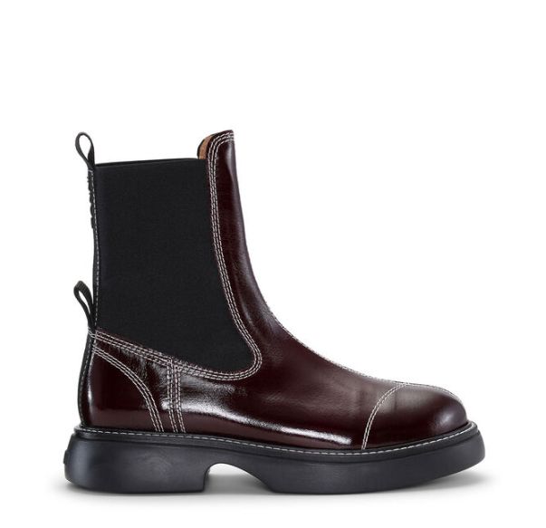 Women Shoes Burgundy Everyday Mid Chelsea Boots Ganni