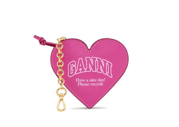 Pink Funny Heart Zipped Coin Purse Wallets Women Ganni