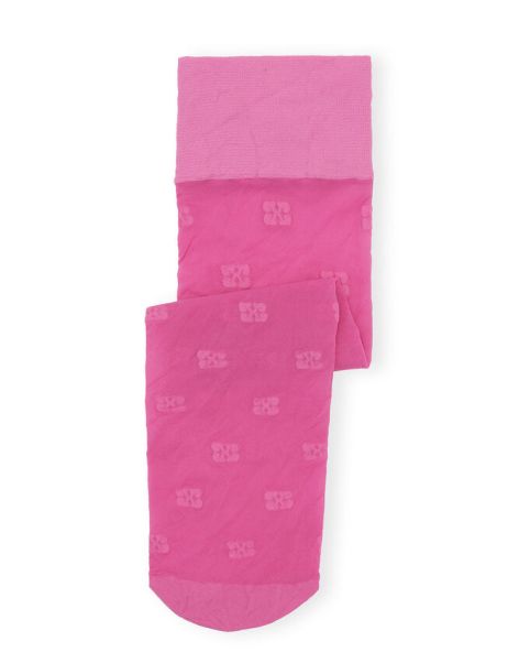 Women Socks Pink Butterfly Lace Socks Ganni